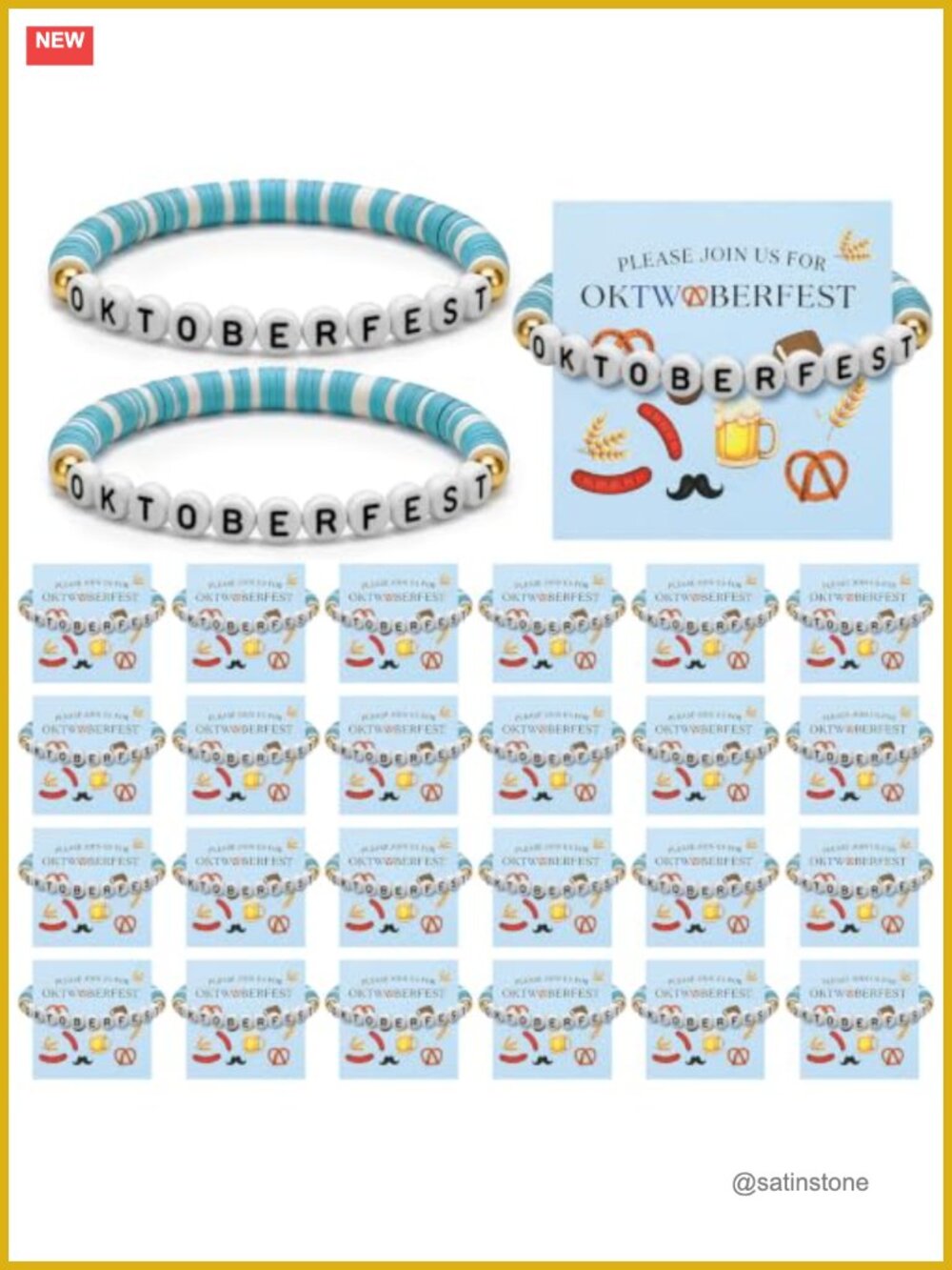 Set of 24 Oktoberfest Bracelets with Cards Polymer Clay Party Favors